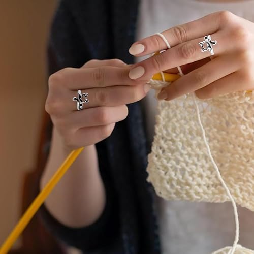 4 Pièces Crochet Anneau Fil Réglable Tension Guide Tricoter Dé À Coudre Crochet pour Crochet et Crochet doigt ouvert support de doigt dé à coudre - Nail Gallerys