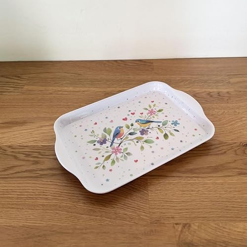 Mini Plateau Plantes et Animaux - Motif Couple d'oiseaux Heureux - mélamine de qualité - Taille Mini 14 * 21 CM - Nail Gallerys