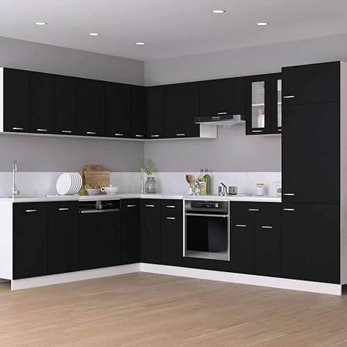Wakects Meuble de Cuisine sous évier, Meuble sous évier avec 2 Portes, Meuble de Cuisine sous évier en Aggloméré, 80 W X 46 W X 81,5 H Cm, Noir - Nail Gallerys