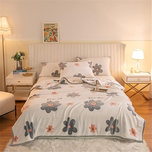 FANSU Couverture en Flanelle, Moelleuse Plaid Florale Moderne Couverture Enfant Douce Chaude Polaire Couverture, Couvre-Lit de Chambre, Convient à Toutes Les Saisons (120x200cm,Fleur Bleue) - Nail Gallerys