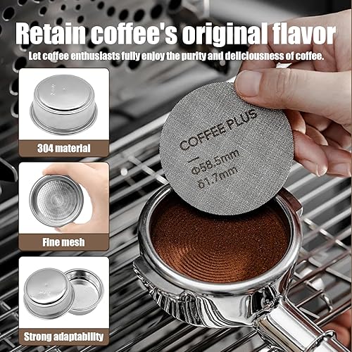 Lot de 2 filtres à café en acier inoxydable, filtre à café 51 mm, réutilisables, pour filtres à café, boutiques de thé au lait, bar (tasse simple + double tasse) - Nail Gallerys