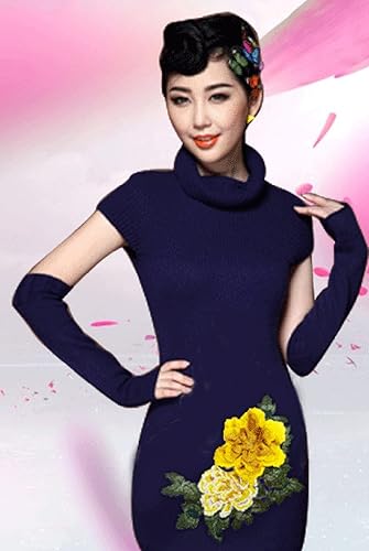 Anawakia Broderie Patch Thermocollant en Forme de Pivoine Fleur Ecusson à Coudre pour Vêtement T-Shirt Jeans Sac (Rouge Violet) - Nail Gallerys