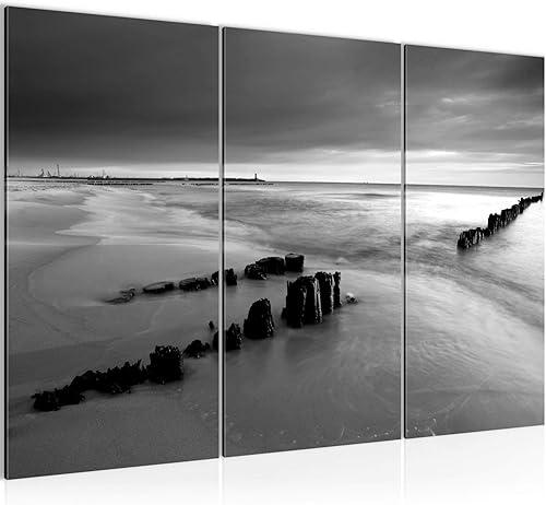 Runa Art Le Coucher Du Soleil Plage Peinture Tableau Salon XXL Beige Bleu Mer 120 x 80 cm 3 Parties Decoration Murale 023731a - Nail Gallerys