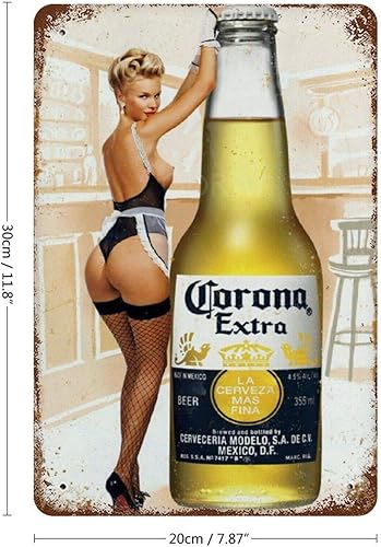 GDRAY Cor-ona Extra Beer Pin Up Plaque en métal Vintage publicitaire Poster Cadeau pour Homme Caves Café Bar Pub Bière Décoration Murale Art - Nail Gallerys