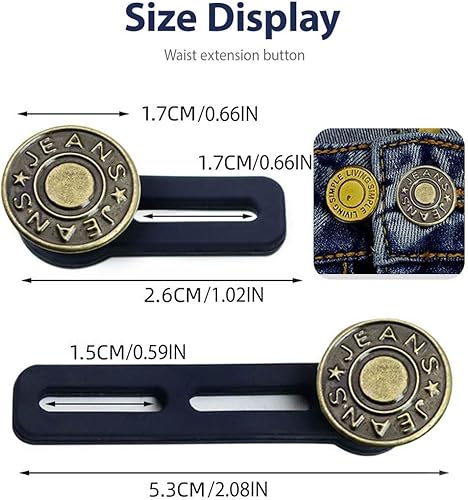 XENQITO 8 pcs Rallonges de Taille Élastiques pour Pantalon, Ensemble de d'extenseur de Bouton de Pantalon, Extenseur de bouton élastique, Bouton de Jean Réglable, détachable, Pour homme et femme - Nail Gallerys