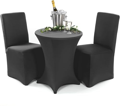 Gräfenstayn 4 pièces Housses de Chaise Stretch Henry - Dossier Rond et Angulaire - Pack AVANTAGE - Ajustement bi-élastique avec Joint Oeko-Tex Standard 100 : 'Confiance Vérifiée (Noir) - Nail Gallerys