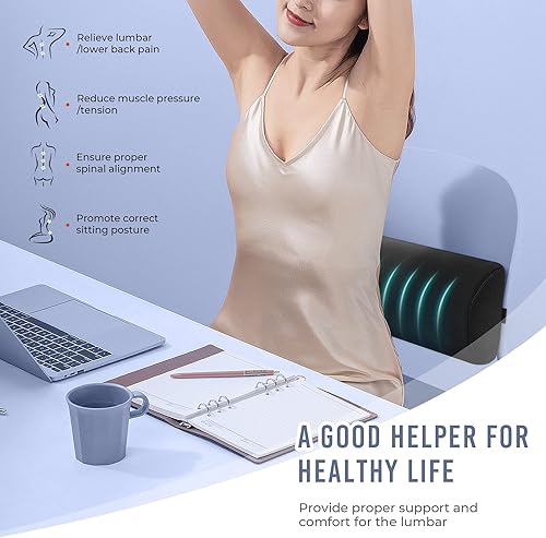 Tusscle Coussin Lombaire, Coussin Dos Modéré Doux en Forme de D, Convient à la Maison, Bureau, Voyage, Aide à Corriger la Posture Assise (0.17) - Nail Gallerys