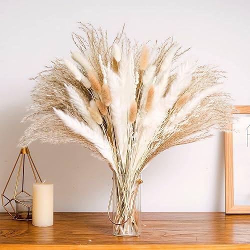 Pampas Séchées Decoration, 41 PCS Fleurs Séchées de 42-45 cm, Bouquet de Fleurs Séchées, Herbe de La Pampa Séchées, Décoration de Vases de Fleurs Séchées pour Boho Mariage, Chambre, Anniversaire - Nail Gallerys