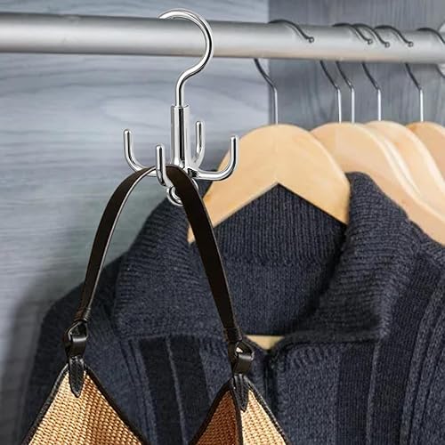Crochet De Tringle De Garde-robe – Cintre De Sac À Main, Organisateur De Suspension De Sac | Support De Rangement Rotatif À 360 Degrés Avec 4 Crochets, Support De Sac À Main, Porte-écharpe, Crochet De - Nail Gallerys