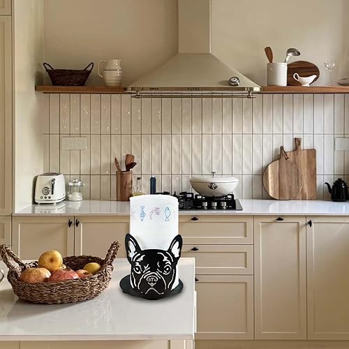 Ctpeng Porte-rouleau de papier essuie-tout amovible en fer noir Bouledogue debout - Nail Gallerys
