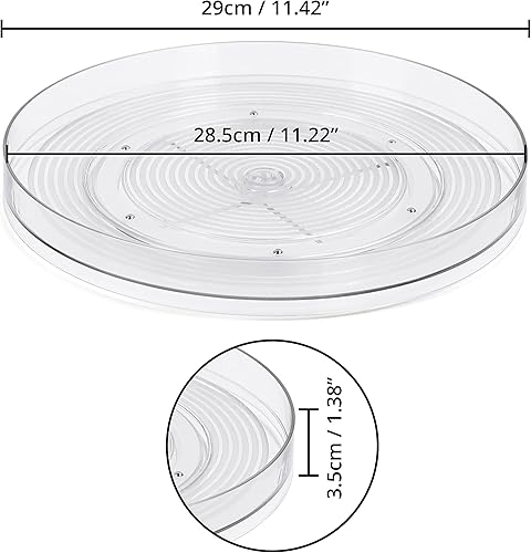 BELLE VOUS Plateau Tournant Placard Cuisine Transparent - Tourniquet Cuisine en Plastique de 29 cm - Pour Cuisine, Salle de Bains et Cellier - Plateau Tournant Épices, Condiments et Parfums - Nail Gallerys
