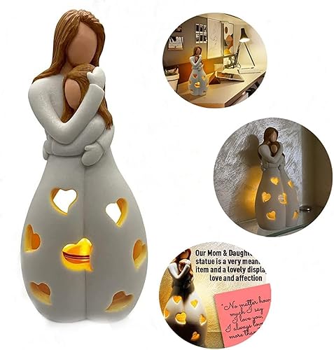 Statue porte-bougie mère fille, mère fille G-ifts, statue porte-bougie, avec bougie LED vacillante, anniversaire pour maman - Nail Gallerys