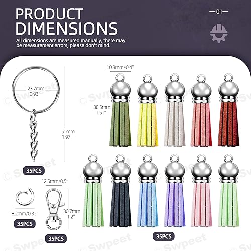 Swpeet Lot de 140 porte-clés en argent avec 35 anneaux porte-clés, 35 tassles, 35 fermoirs homards et 35 anneaux Jump - Nail Gallerys