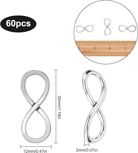 SUNNYCLUE 1 Bo?te 60 Pcs Infinity Charms en Vrac Argent Plaqué Forever Infinity Symbole Alliage Lien Connecteurs Creux Style Tibétain Pendentifs pour la Fabrication de Bijoux Charms Saint Valentin - Nail Gallerys