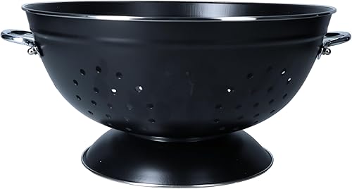 Passoire rétro 27,5 cm | Passoire de cuisine rétro avec poignées et pied | Passoire en acier laqué noir pour pâtes, légumes et fruits - Nail Gallerys