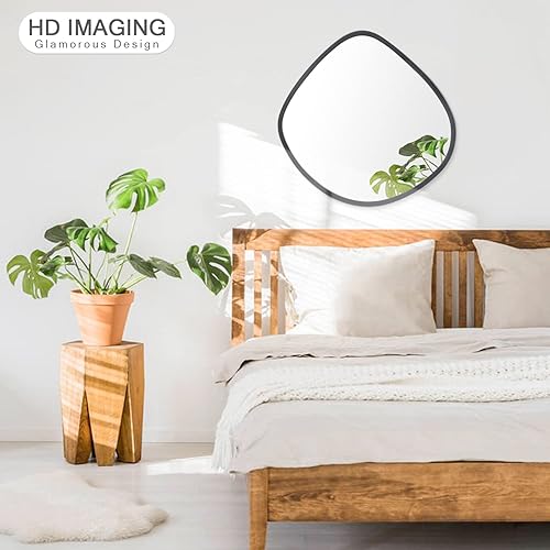 AOAOPQ Miroir mural irrégulier à suspendre - Miroir mural asymétrique - 34 x 40 cm - Miroir mural pour maison, salon, chambre à coucher, couloir, entrée - Noir - Nail Gallerys