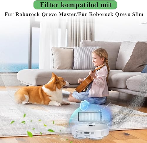 Lot de 4 filtres HEPA uniquement compatibles avec Roborock Qrevo Master/Qrevo Slim Robot aspirateur, ne convient pas pour Roborock d'autres modèles de robots aspirateurs, filtres de rechange lavables - Nail Gallerys