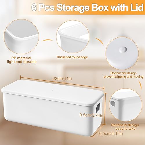 johgee Lot de 6 boîtes de rangement en plastique avec couvercle, paniers de rangement avec poignées, boîtes de rangement, boîte de rangement multifonctionnelle pour cuisine, chambre à coucher - Nail Gallerys