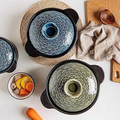 Chfkun Casserole en céramique Noire avec Couvercle, marmite Japonaise en céramique Donabe, marmite de Cuisine, marmite résistante à la Chaleur pour la Maison, pour Le dîner et la fête - Nail Gallerys