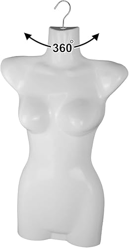 Lot de 2 torse féminin - 70 cm - Torse pour femme en plastique - Haut du corps semi-plastique de couleur blanche - Buste de mannequin - Body semi-plastique pour femme - Figurine de poupée - Demi-bol - Nail Gallerys