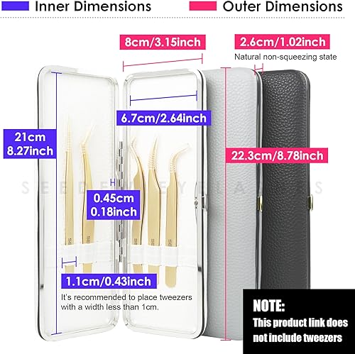 SEEDEW Organiseur de pinces à cils, sac de rangement individuel en cuir synthétique souple, 8 positions, coins arrondis, portable, boîte de rangement individuelle pour pinces, pinceaux de maquillage, - Nail Gallerys