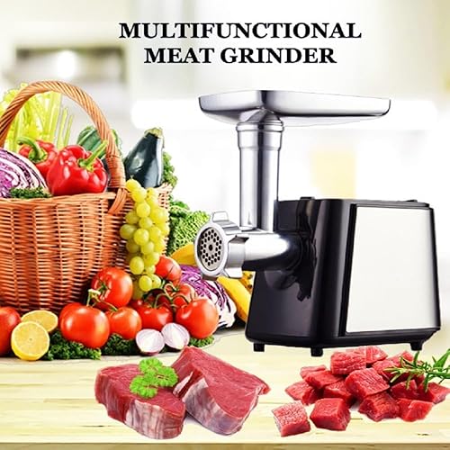 Hachoir a Viande Electrique,Hachoir Électrique en Acier Inox 1000W, 4 en 1 Hachoir Viande avec 3 Plaques Abrasives en Acier Inoxydable (3-5-7mm) et Kubbe, Accessoires de Coupe et 2 Lames (Noir A) - Nail Gallerys
