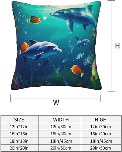 FLYIFE Lot de 2 taies d'oreiller carrées douces pour canapé, salon, canapé, lit, bureau, voiture, 50 x 50 cm Motif poisson sous-marin - Nail Gallerys