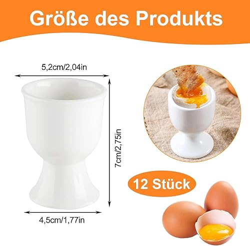 EVDZNA Lot de 12 coquetiers en porcelaine - 5,2 x 7 cm - Empilables - Pour petit-déjeuner, déjeuner, dîner, buffet - Blanc - Nail Gallerys