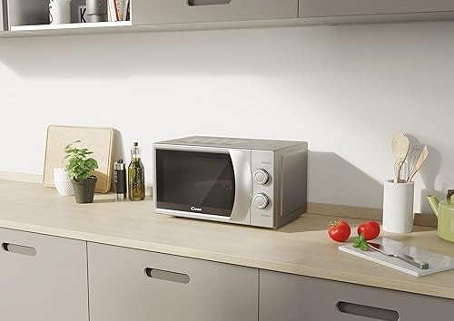 Candy CMW2070S - Micro-Ondes Pose Libre, Puissant 700W, Capacité 20L, 6 Niveaux Puissance, Plateau Tournant 24,5cm, Mécanique + Fonction Décongelation, Signal Sonore Fin de Cuisson, Silver - Nail Gallerys
