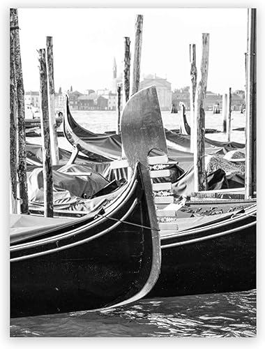 weiling Affiche photo architecturale noir et blanc peinture de paysage de rue italienne impression sur toile salon décoration de la maison 30x40cmx2 pièces sans cadre - Nail Gallerys