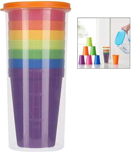 Linian Lot de 8 Gobelets en Plastique Reutilisable, Arc en Ciel Tasses pour Enfants, Voyage - Nail Gallerys