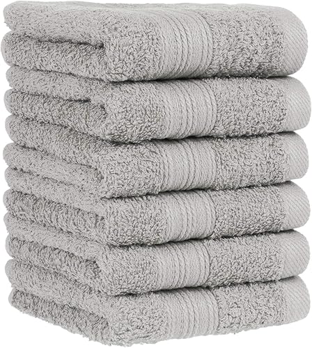 Lot de 6 serviettes pour invités 100 % coton Argenté 30 x 50 cm - Nail Gallerys