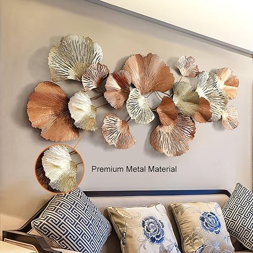 Homary Décoration murale en métal avec feuilles de ginkgo de ferme dorées de 1370 mm pour salon, chambre à coucher - Nail Gallerys