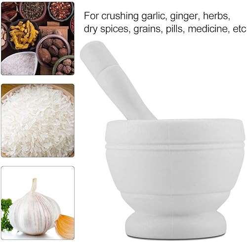 Lybunair Moulin à ail et à épices manuel, ensemble de pilon à mortier pour épices, herbes, bol de broyage, outil de cuisine – Ensemble de mortier et pilon ergonomique pour la (Modèle de granit) - Nail Gallerys