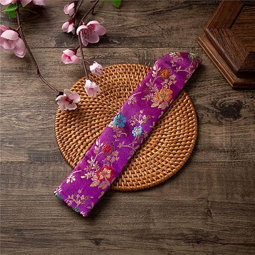 PHILSP Fan Protector Hand Fan Cover Sac Vintage Broderie Floral Poche Pliante Fan Sleeve Pochette Violet - Nail Gallerys