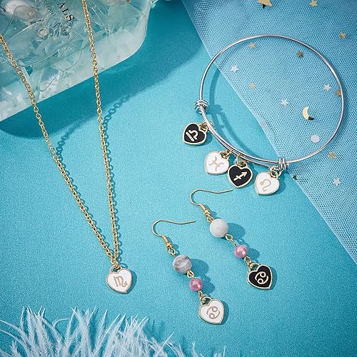 PH PandaHall Breloques de coeur de constellation, 96pcs Pendentifs en émail signe du zodiaque Breloques de signe d'anniversaire double face Pendentif Horoscope Astrologie pour Bracelet Collier - Nail Gallerys