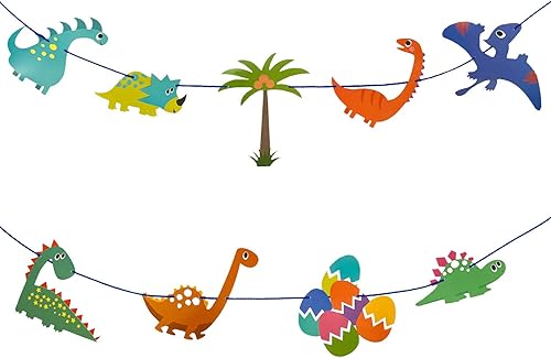 Oblique Unique® Guirlande dinosaure - Bannière pour anniversaire d'enfant garçon - Décoration de fête - Décoration de chambre d'enfant - Accessoires de fête à thème - Nail Gallerys