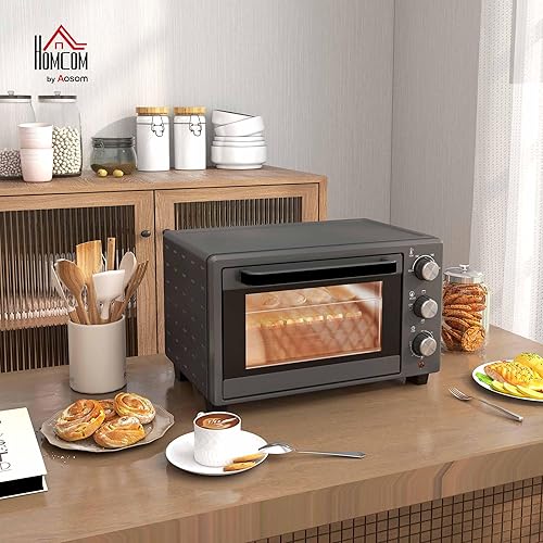 HOMCOM Mini-four 21L 1400W 60 min minuterie, petit four avec température réglable de 100 °C à 230 °C Temps de cuisson, mini-four avec plaque de cuisson, support en fil métallique, four de table en - Nail Gallerys