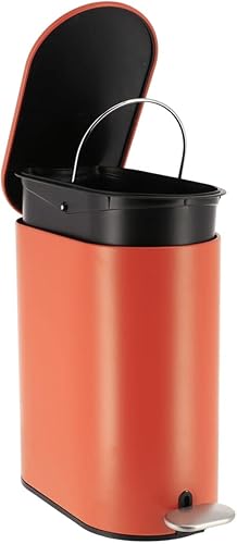 TENDANCE Poubelle à pédale ovale 5L en métal Terre de Sienne avec couvercle frein de chute - Nail Gallerys