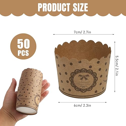 Caissettes Cupcakes Papier Moules Gâteaux, Lot de 50 papier kraft avec nœud papillon pour muffins, caissette muffins papier,Mariages et Fêtes d'Anniversaire, Écologiques et Dégradables, Marron - Nail Gallerys