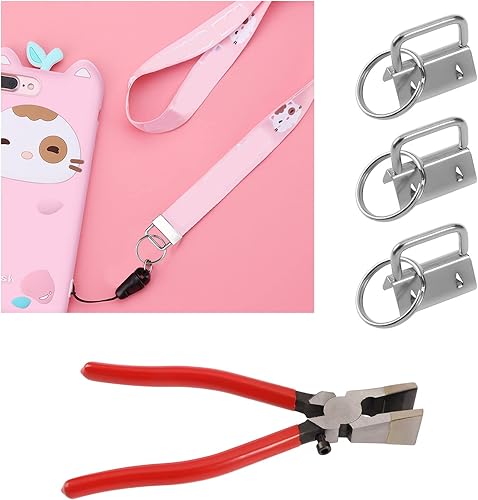 EMSea 50pcs Quincaillerie pour Porte-clés 1 Pouce Lanière Matériel de Porte-clés avec Outil de Pince Porte-clés pour Porte-clés et Fournitures de Matériel de Serrage de Bracelet - Nail Gallerys