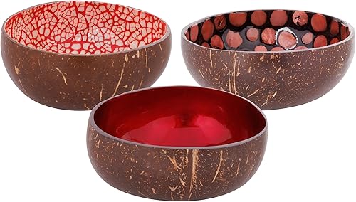 Noya Lot de 3 bols couleurs assortis en Noix de Coco, D14 Cm - Nail Gallerys