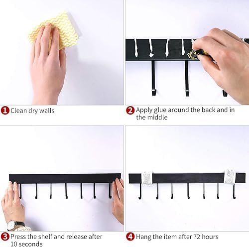 DaiWeier Barre de Cuisine, Porte Casserole Mural Cuisine Mural pour Suspendre Les Ustensiles de Cuisine,Barre à Accrocher des Rail Support 40cm avec 8 Crochets - Nail Gallerys