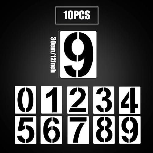 AIEX 25cm Grands Pochoirs Numériques, Pochoir Numéro Maison en plastique réutilisables 10 Pochoirs Numériques pour Peinture de 0 à 9 - Nail Gallerys