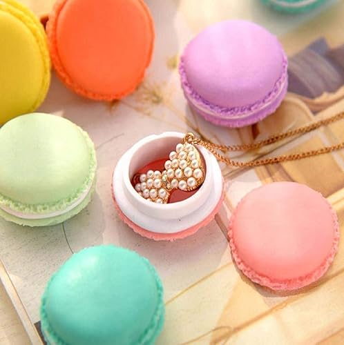 Ogquaton Macaron Boîte de rangement Mini-boîtes-cadeaux Boîte de rangement pour bijoux Boîte à bagues Collier Bracelets Boucles d'oreilles Résine 6pcs Durable et pratique - Nail Gallerys