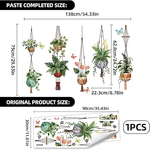 Autocollants Muraux de Plantes,Autocollant pour Fenêtre Plantes Papillon,Stickers Fenetre,Autocollant de Plantes Pot Vertes pour Fenêtre Décoration, Chambre et Cuisine,Non Adhésifs - Nail Gallerys
