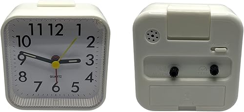 GUIGUZHJ Réveil analogique sans tic-tac avec lumière et fonction snooze et bouton supérieur, alarme puissante, silencieux, alimenté par piles, réveil portable, style simple, blanc - Nail Gallerys