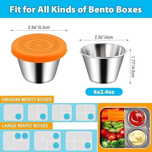 Hydream 6 Pièces 70ml Récipient de Sauce avec Couvercle Silicone, Petit Récipient à Sauce en Acier Inoxydable, Hermétiques, Réutilisable… - Nail Gallerys