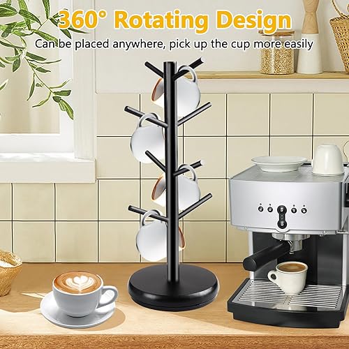 GeluEla Porte-Tasses, Arbre à Tasse, Support de Tasse a Café, 8 Crochets, Support à Bretzel avec Base Épaissie, Porte-Gobelet à Café, Porte Tasse pour Plan de Travail Armoire - Nail Gallerys