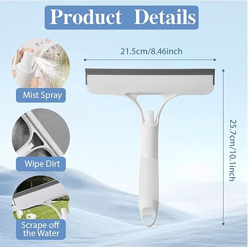 Raclette 3 en 1 avec vaporisateur intégré, nettoyeur à éponge et lame en silicone, raclette de douche, pour douche, salle de bain, miroirs, nettoyage de vitres, carrelage (25,7 x 21,5 cm) - Nail Gallerys